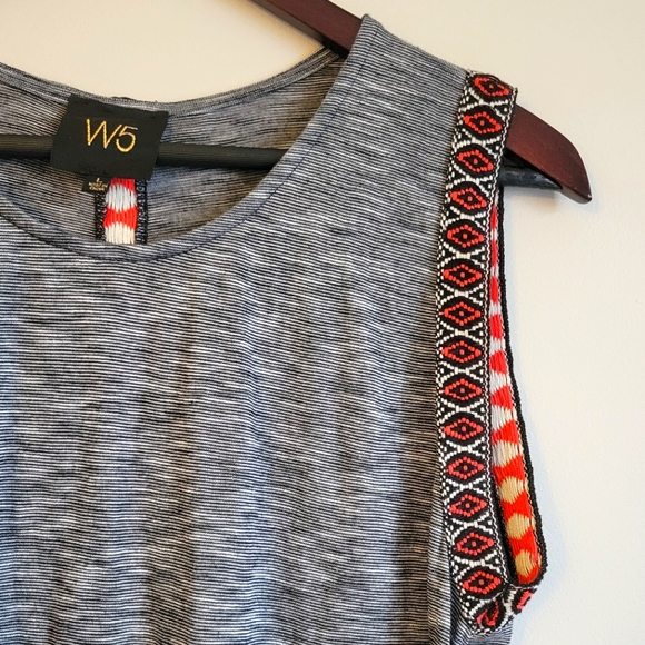 W5 Tops - W5 Anthropologie Heathered Gray Aztec Sleeveless Shirt